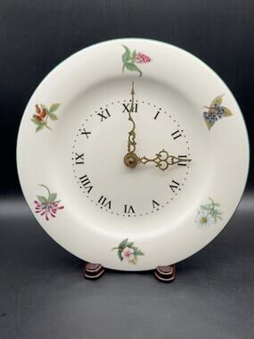 Royal Vale Floral Plate Wall Clock 10.5" England Roman Numerals Parts Repair